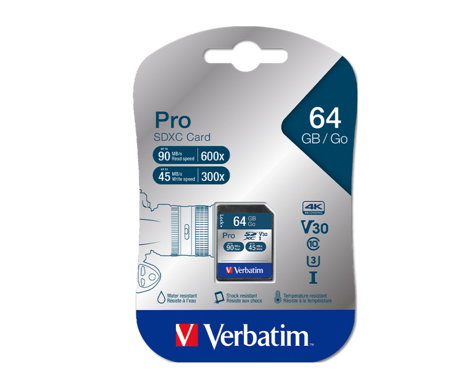 VERBATIM 47022 - 64GB PRO U3 SDXC CLASS 10 UHS-I (90MB/sn. - 45MB/sn.)