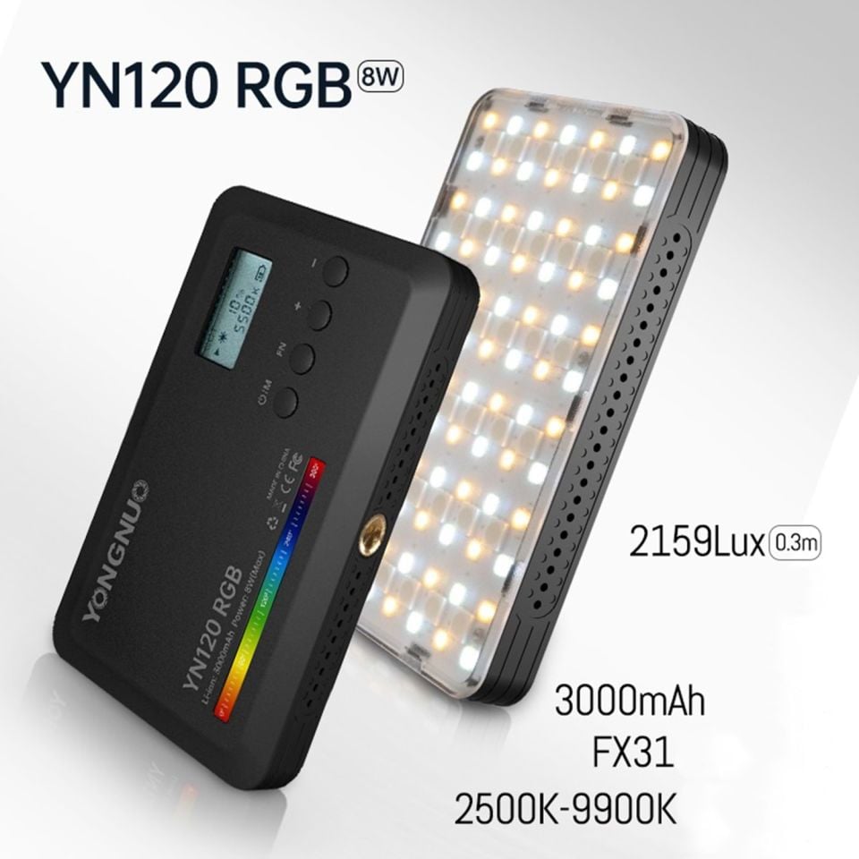 Yongnuo YN120 RGB 2500-9900K Dahili Bataryalı Mobil Vlog LED Işık