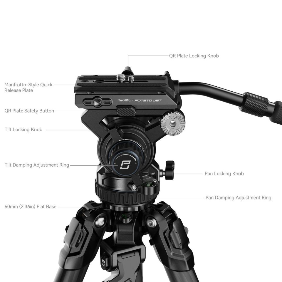 SmallRig 4259  X Potato JET TRIBEX Hidrolik Karbon Fiber Tripod Seti