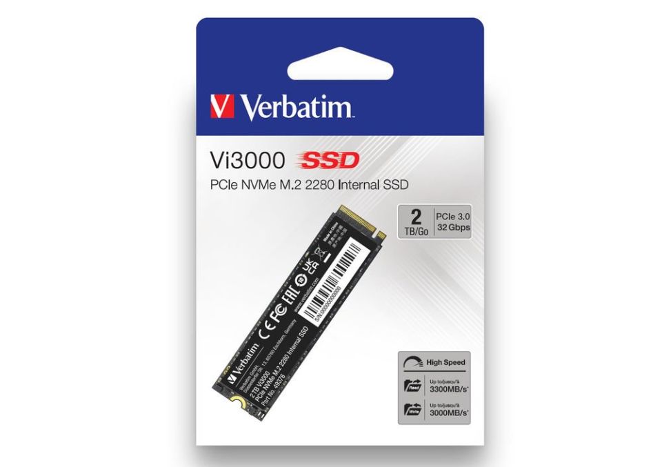 VERBATIM 49376 - 2TB VI3000 M.2 NVME PCIE GEN 3 SSD (Okuma 3300MB/sn. - Yazma 3000MB/sn.)