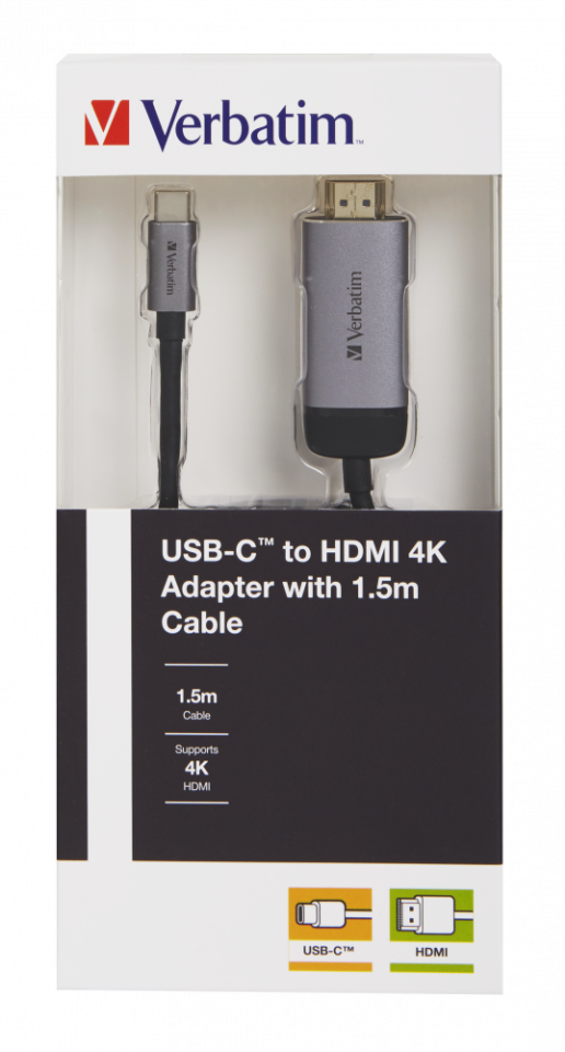 VERBATIM 49144 - USB-C TO HDMI ADAPTER - USB 3.1 GEN 1 / HDMI 1.5M CABLE