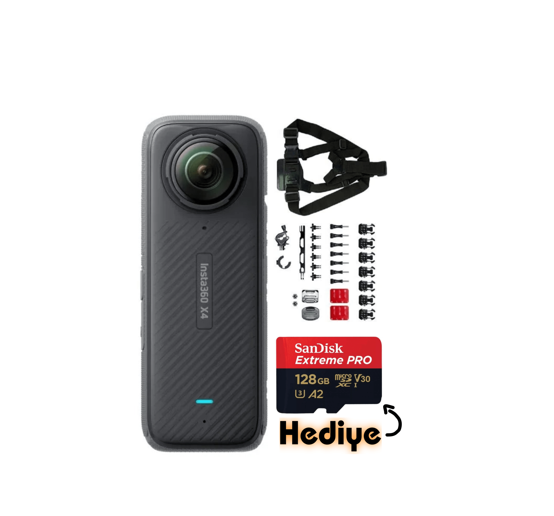 Insta360 X4 360 Derece 8K Aksiyon Kamera + İnsta 360 Snow Bundle