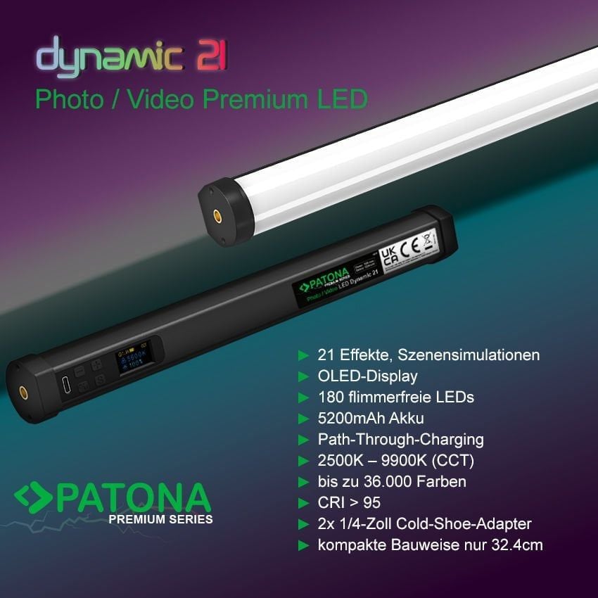 PATONA 4291 PREMIUM LED RGB Tube Photo/Video Light Led Dynamic 21