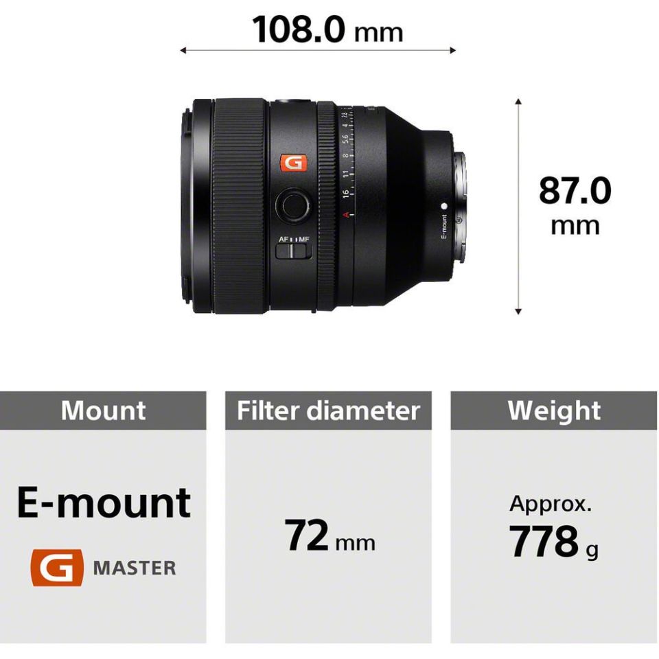 Sony FE 50mm f /1.2 GM  Full Frame Lens