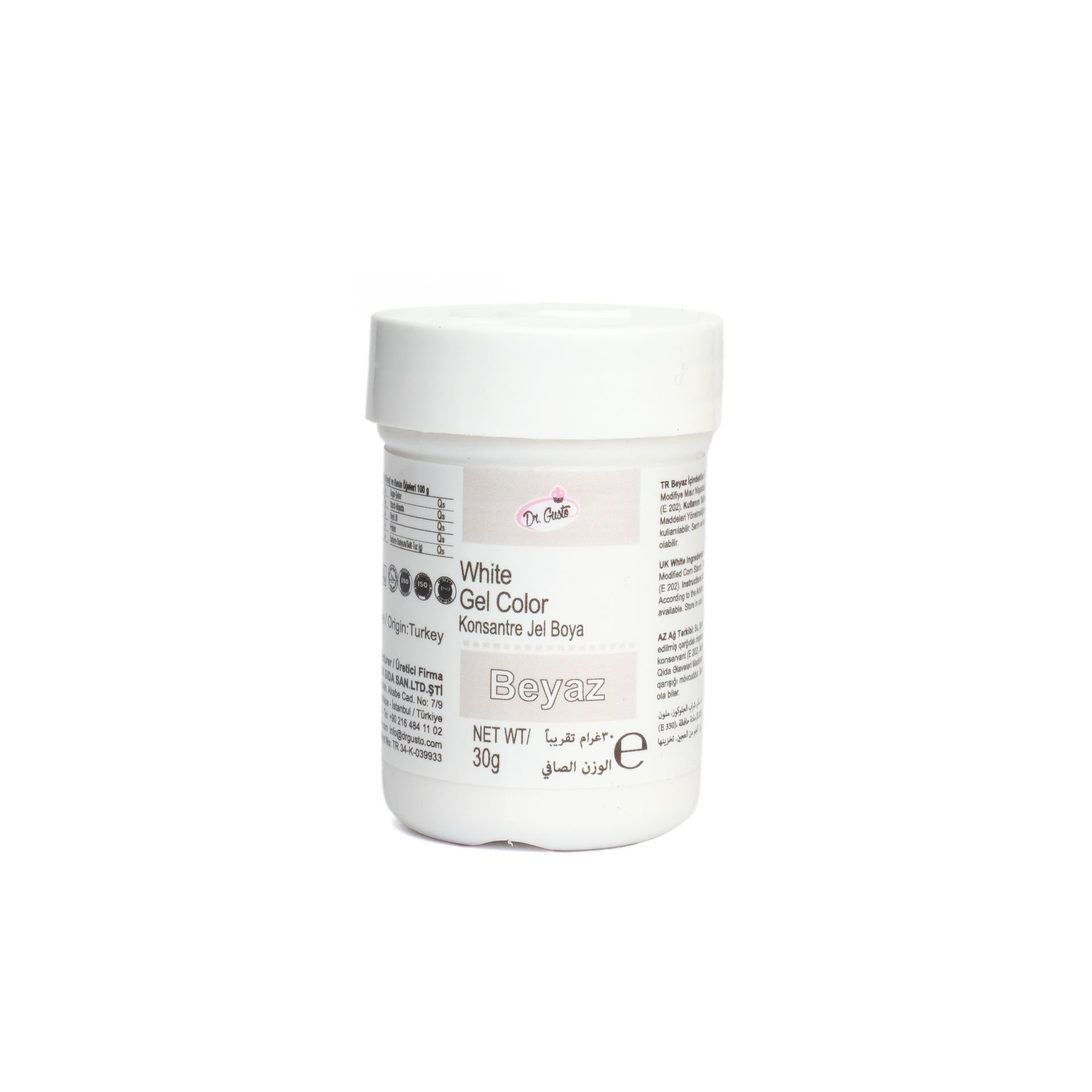 DR. GUSTO ŞİŞE JEL BOYA BEYAZ - 30 GR