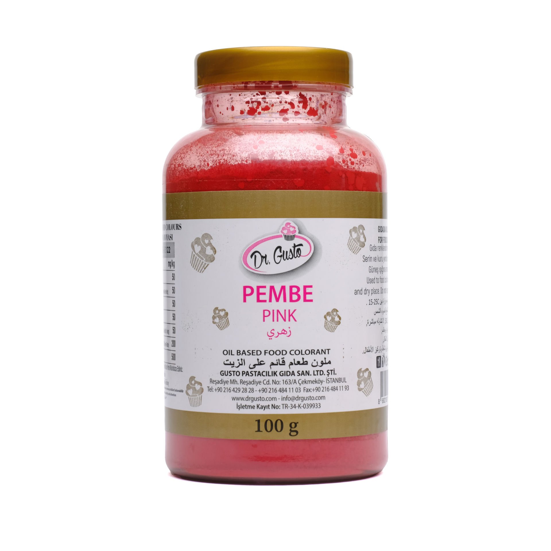 DR. GUSTO YAĞ BAZLI TOZ GIDA BOYASI PEMBE - 100