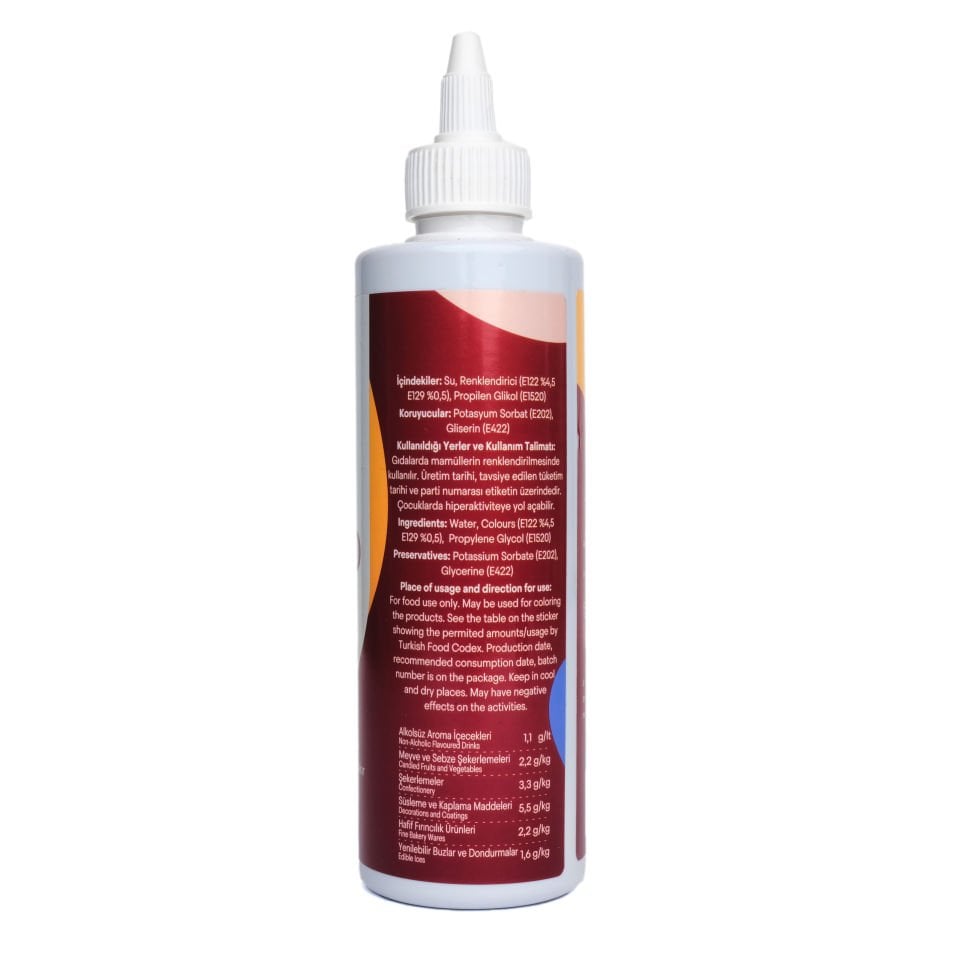 DR. GUSTO SU BAZLI LİKİT GIDA BOYASI BORDO - 250