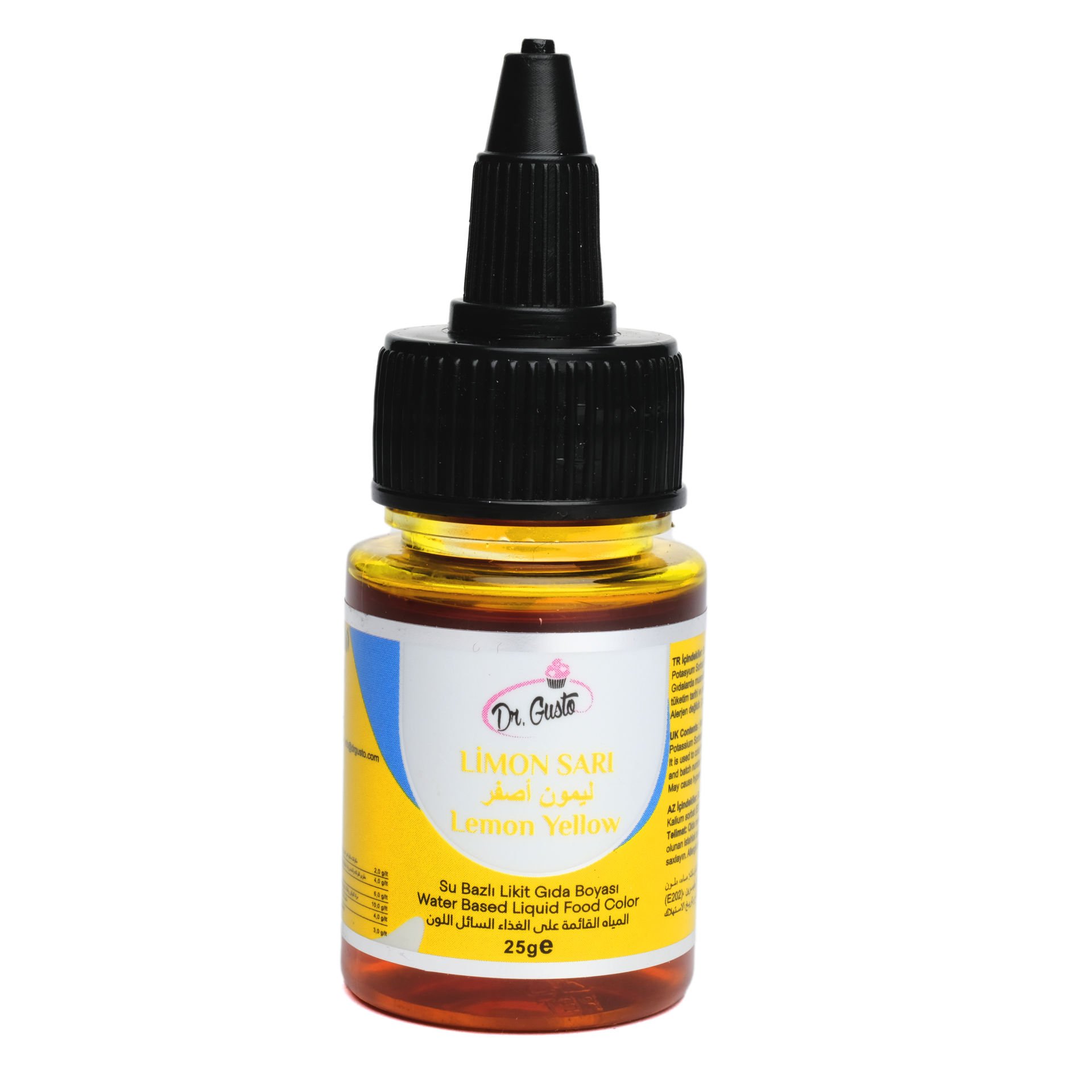 DR. GUSTO WATER BASED LIQUID FOOD COLOR LEMON - 25