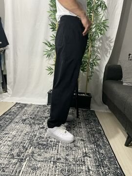 Siyah Bağcık Detaylı Baggy Jean XL