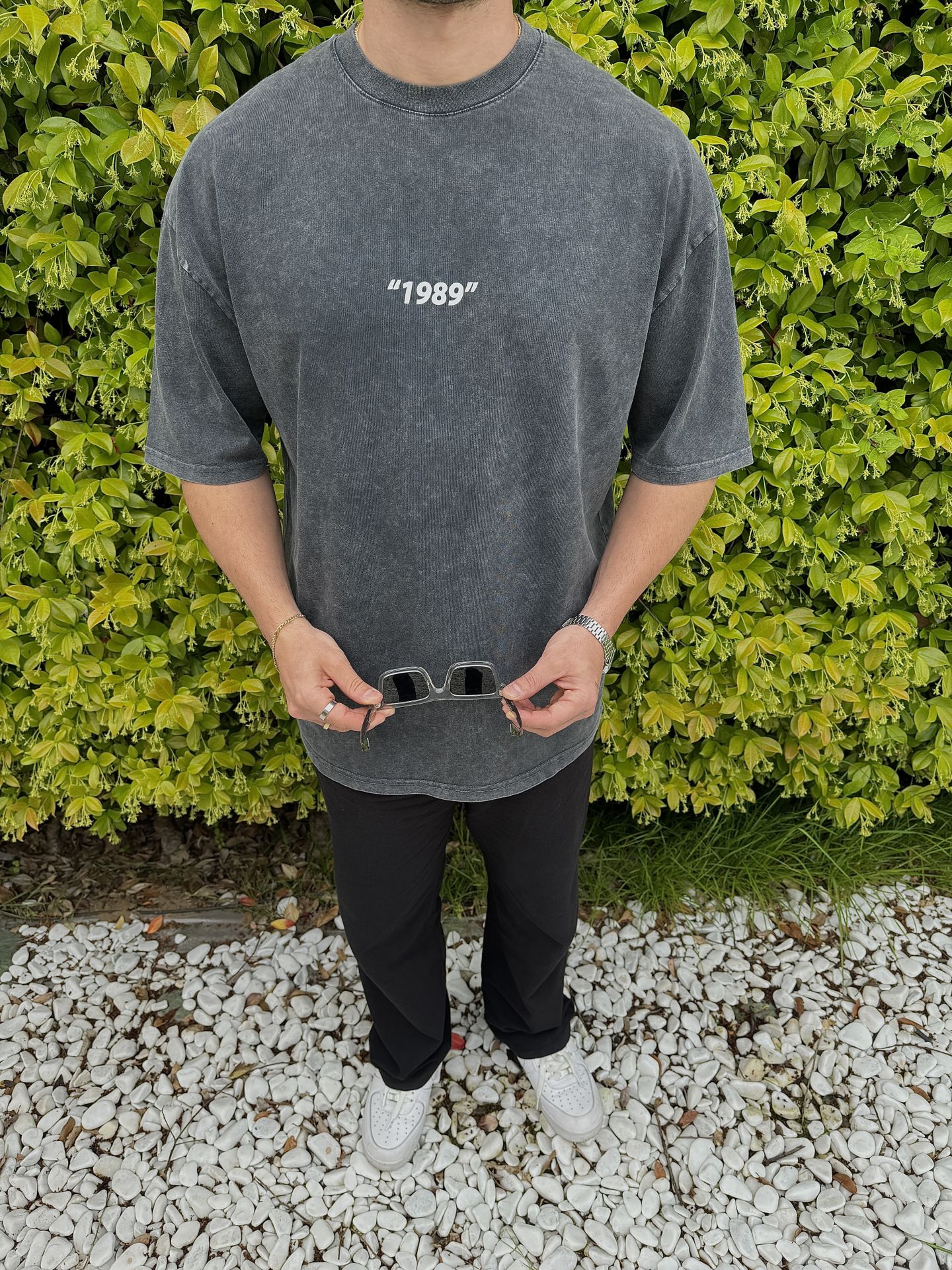 Gri Asit Yıkamalı 1989 Oversize Tshirt