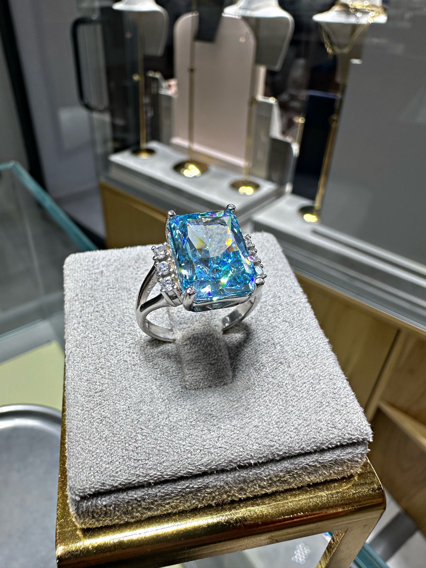 925 Gümüş Icecut Aquamarine Yüzük