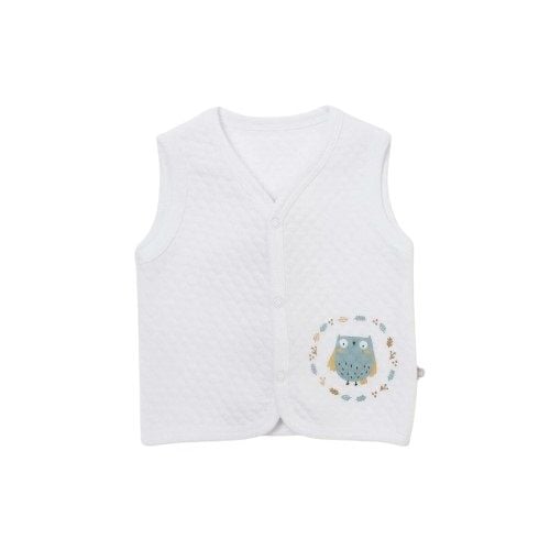 Bibaby Framed Owl Kapitone Yelek 61475 Beyaz