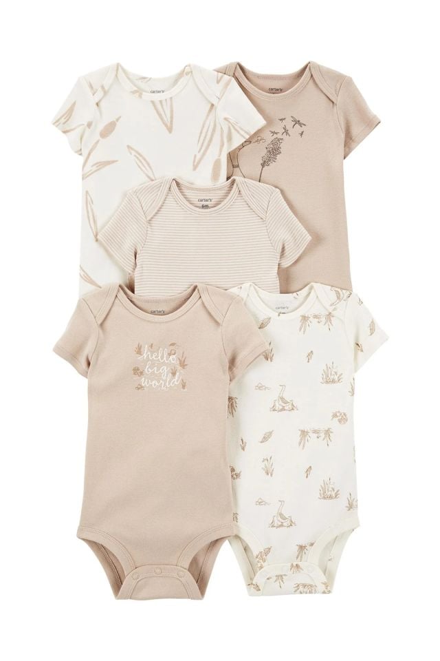 Carter's Layette Bebek 5'Li Kısa Kol Body 1P559710 Karışık Renkli