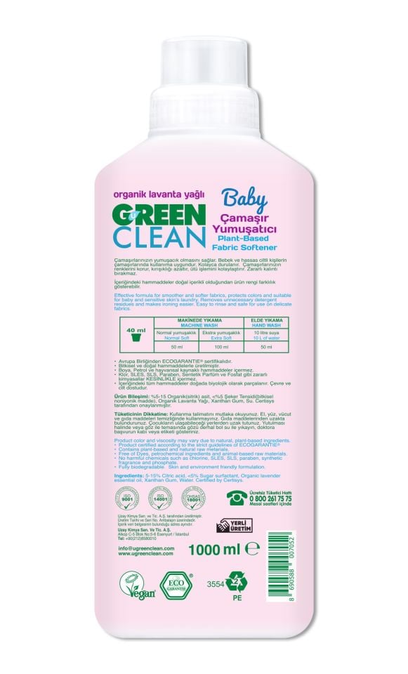 Green Clean Baby Bitkisel Çamaşır Yumuşatıcı 1000 ml