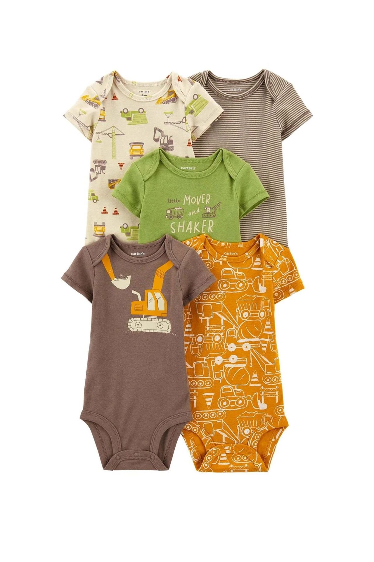 Carter's Layette Erkek Bebek 5'Li Kısa Kol Body 1Q124610 Karışık Renkli