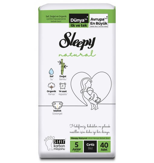 Sleepy Natural Bebek Bezi Yeni 2Li Jumbo 5 Beden 11-18 Kg 40 Adet