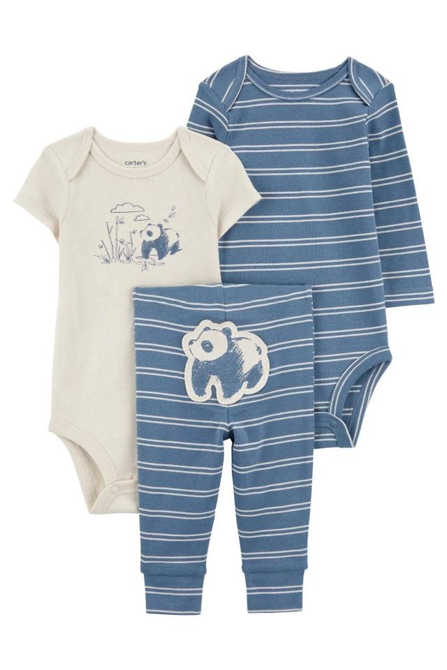 Carter's Erkek Bebek Body Pantolon Set 3'lü Paket 1R077710 Renkli