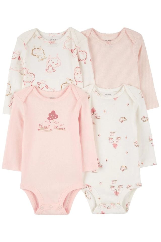 Carter's Kız Bebek Uzun Kollu Body Set 4'lü Paket 1R353310 Renkli