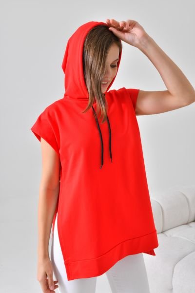 Hooded Sports Sweatshirt - Red