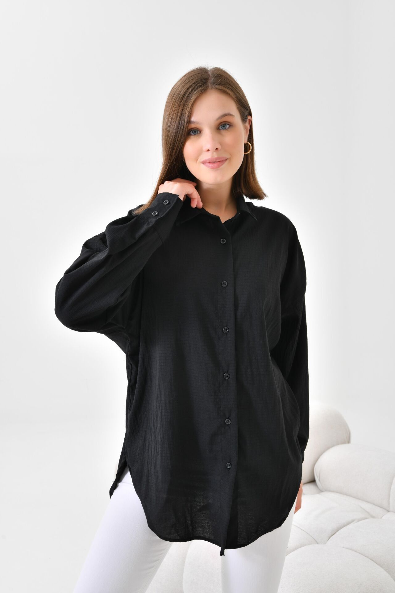 Basic Oversize Shirt - Black