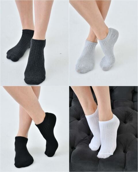 Set of 4 Socks - Black White Gray Smoked
