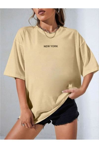 Kadın New York Baskılı Oversize T-shirt