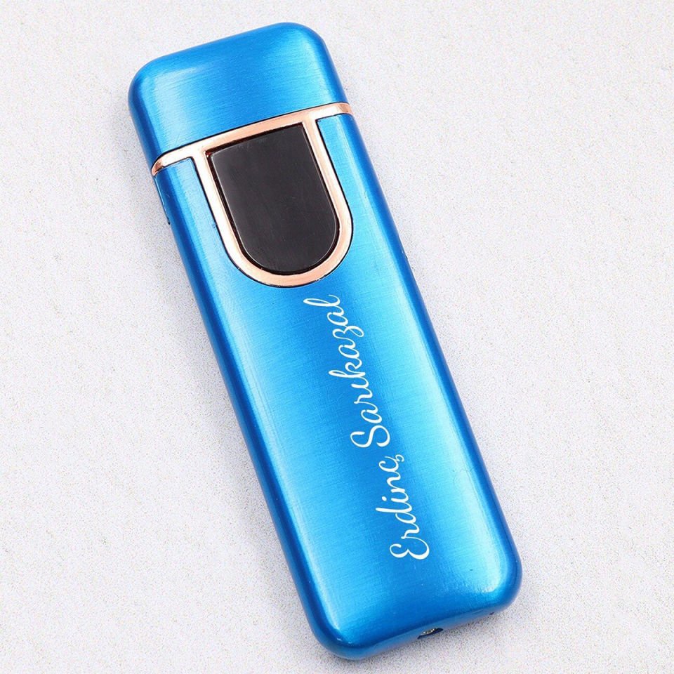 Kişiye Özel 2'lü Gold Rose Detaylı USB Şarjlı Dokunmatik Alevsiz Elektronik Çakmak