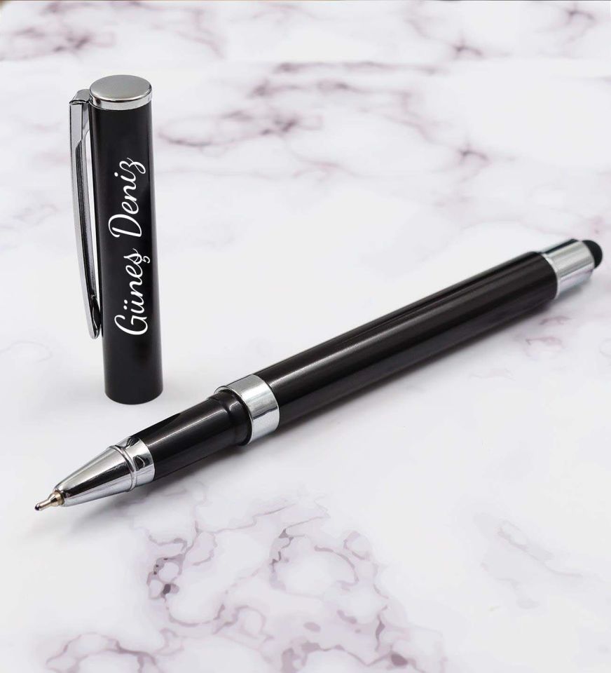 Kişiye Özel Kalın Siyah Touch Pen & Süper Baba Baskılı Fincan & Siyah Kartlık & Pomellos Kolonya Hediye Seti