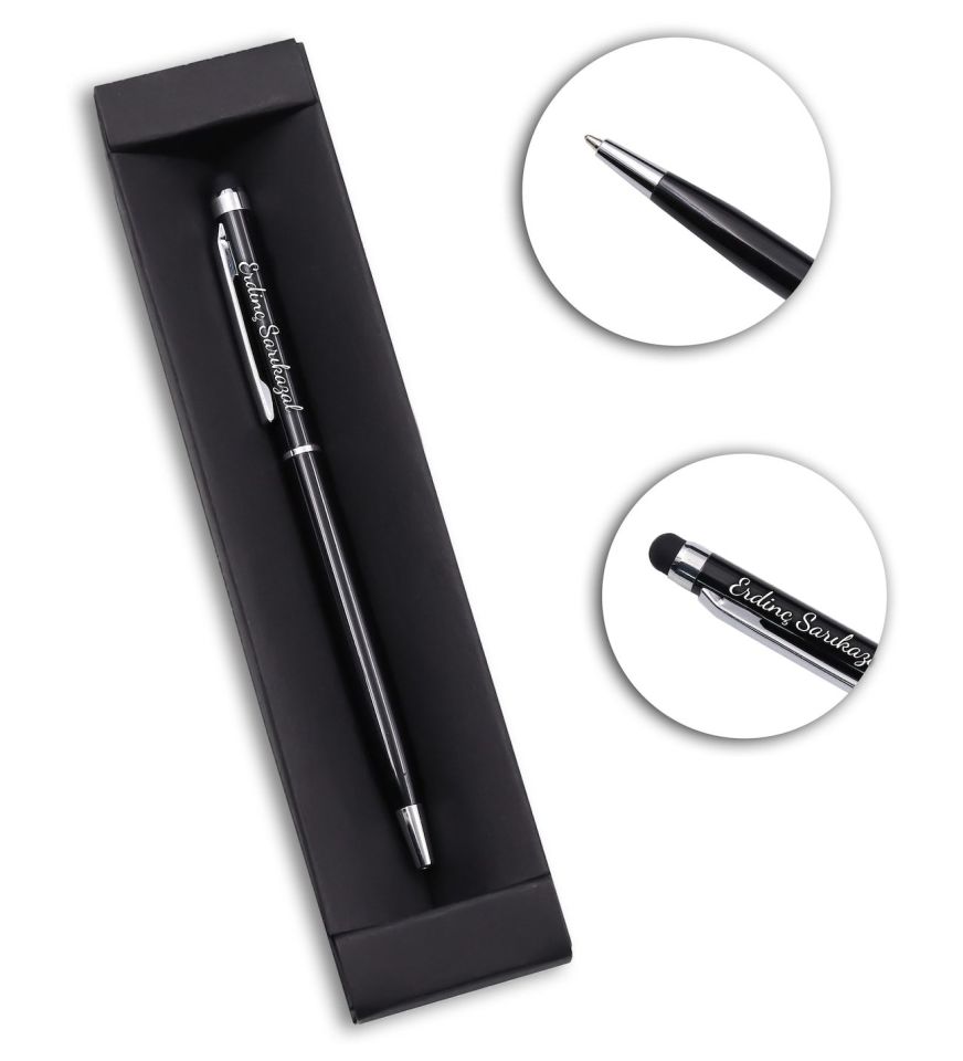Kişiye Özel Siyah Touch Pen & Elit Premium 204gr Çikolata & Özel Deri Kılıflı 500Ml Su Matarası & Siyah Kupa & Canlı Sukulent Çiçek & Saksı Yeni İş Tebrik Hediye Seti