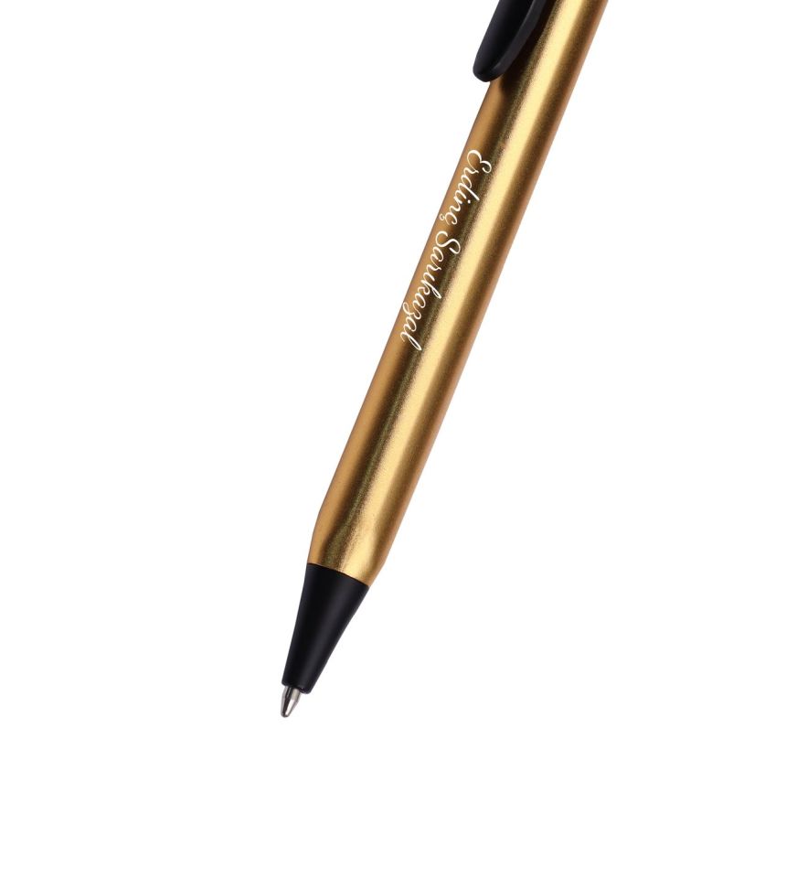 Kişiye Özel Gold Renk Siyah Detaylı Tükenmez Kalem