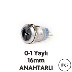 J16-612-0-E Metal Anahtarlı 16mm Yaylı Buton (IP67)