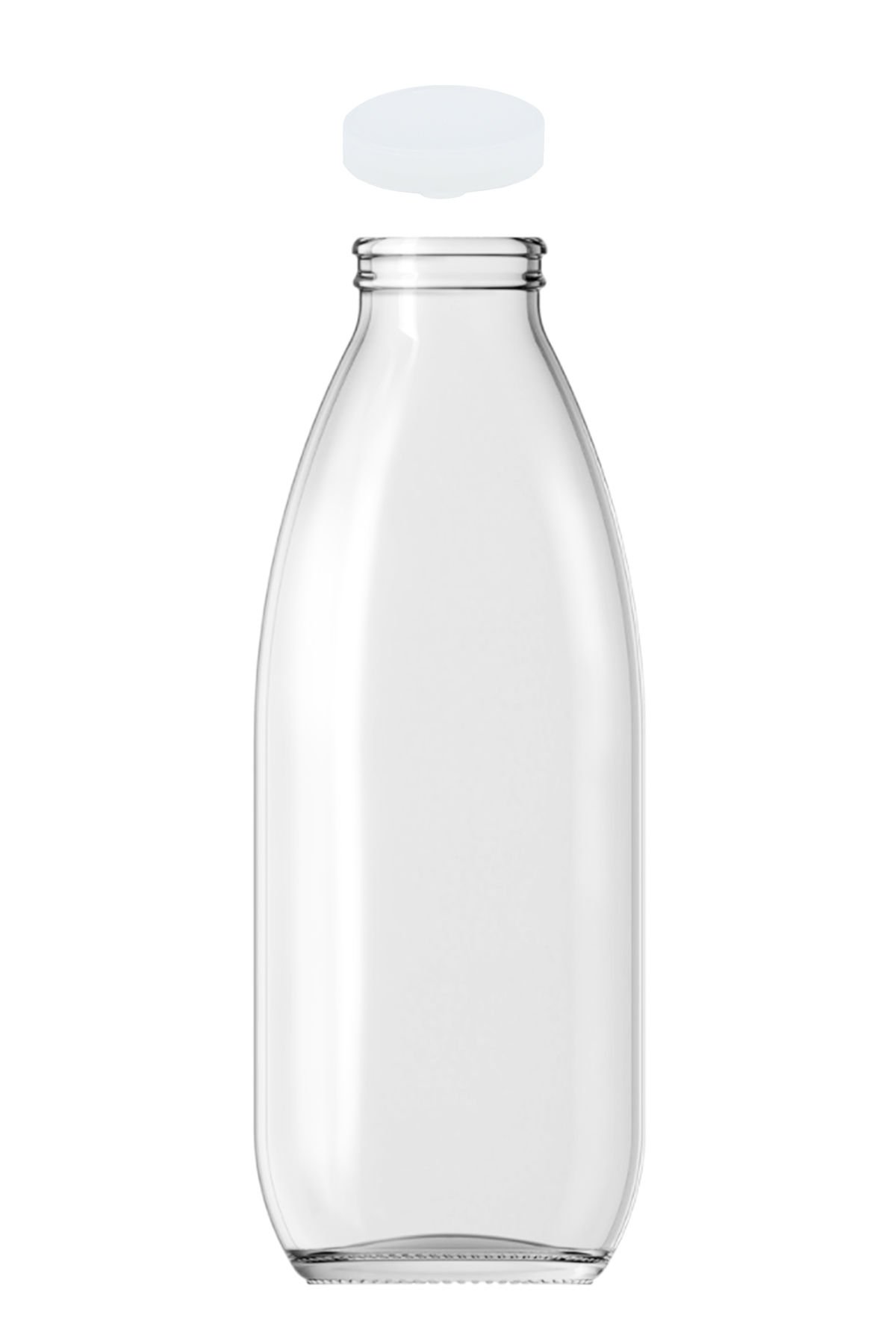 1000 cc Şeffaf Süt Ayran Şişesi Kapaklı (45mm)