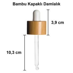 100 cc Şeffaf Omuzlu Yuvarlak Damlalık Şişe Bambu Kapaklı (20mm)