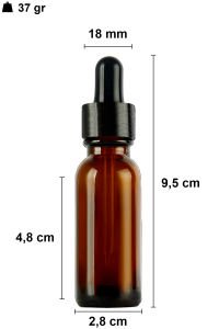 20 cc Amber Yuvarlak Damlalık Şişe Metal Kapaklı (18mm)