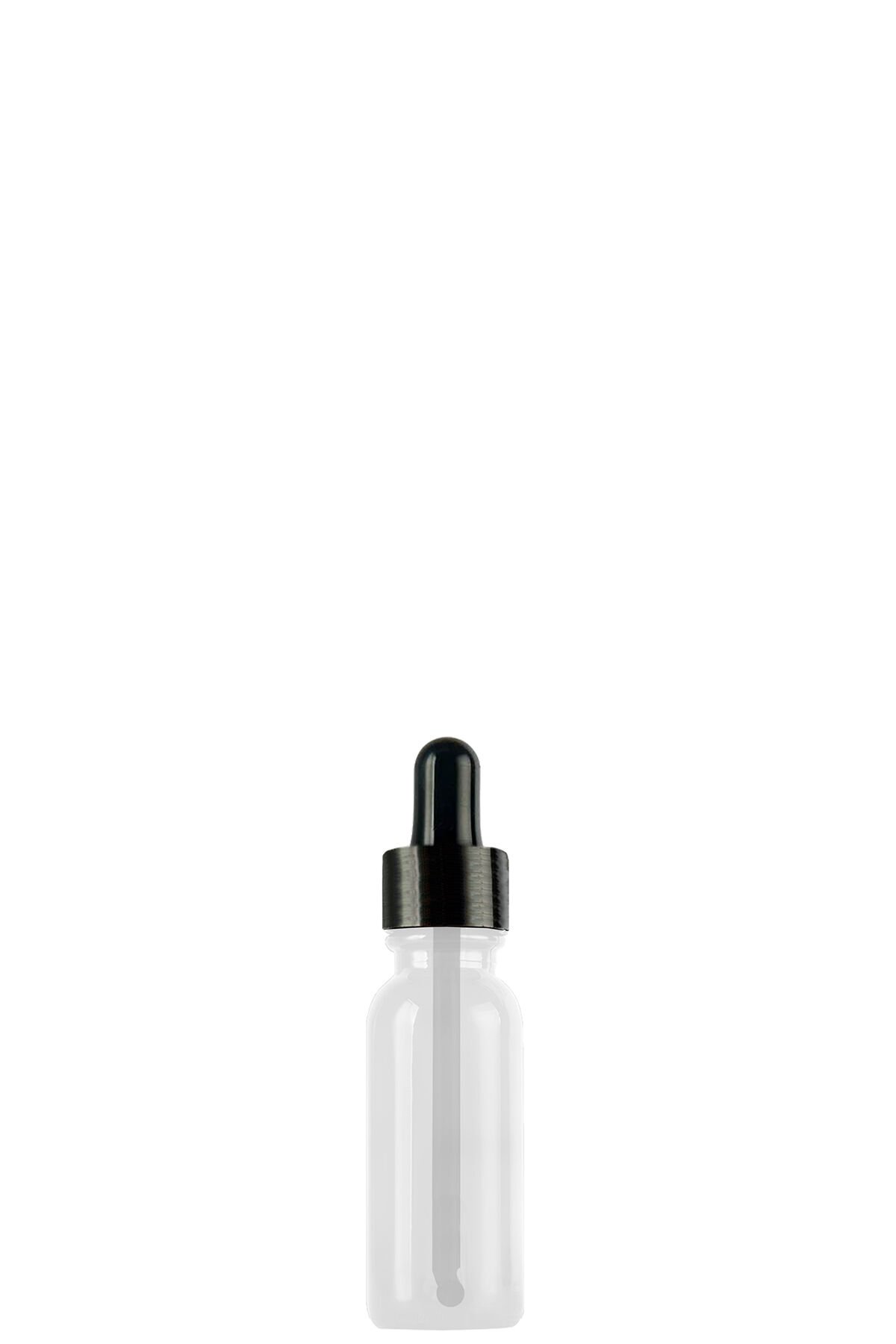 20 cc Şeffaf Yuvarlak Damlalık Şişe Metal Kapaklı (18mm)