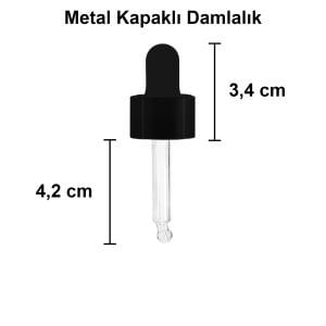 10 cc Şeffaf Yuvarlak Damlalık Şişe Metal Kapaklı (18mm)