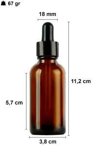 50 cc Amber Yuvarlak Damlalık Şişe Metal Kapaklı (18mm)