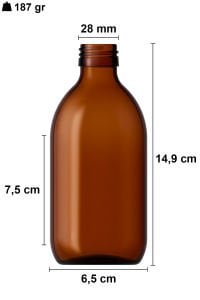 300 cc Amber Ecza Şişesi Kapaklı (28mm)