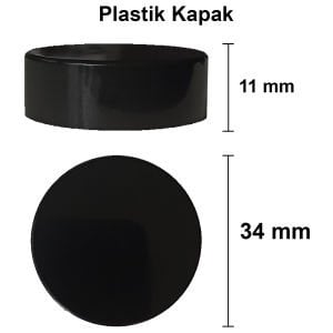 10 cc Şeffaf Krem Kavanoz Siyah Plastik Kapaklı (32mm)