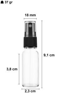 10 cc Şeffaf Yuvarlak Sprey Şişe Plastik Kapaklı (18mm)