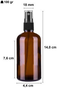 100 cc Amber Yuvarlak Sprey Şişe Plastik Kapaklı (18mm)