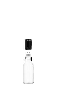 20 cc Şeffaf Yuvarlak Çelik Roll On Şişe Plastik Kapaklı (18mm)