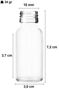 20 cc Şeffaf Yuvarlak Çelik Roll On Şişe Plastik Kapaklı (18mm)