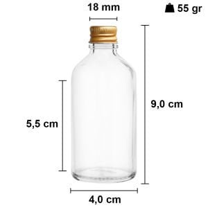 50 cc Şeffaf Yuvarlak Cam Şişe Metal Kapaklı Shot Şişesi (18mm)