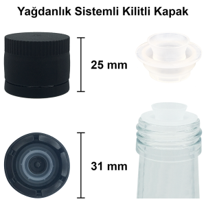 750 cc Şeffaf Tombul Yuvarlak Şişe Kapaklı (31mm)