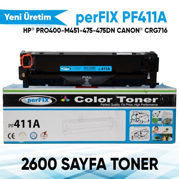 perFIX HP 411A - CE411A MAVİ MUADİL TONER