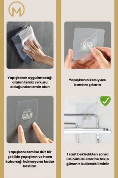 MultiStore Ömür Boyu Paslanmaz Yapışkanlı Metal Termoplastik Banyo Düzenleyici Şampuanlık Duş Rafı Beyaz TŞ03