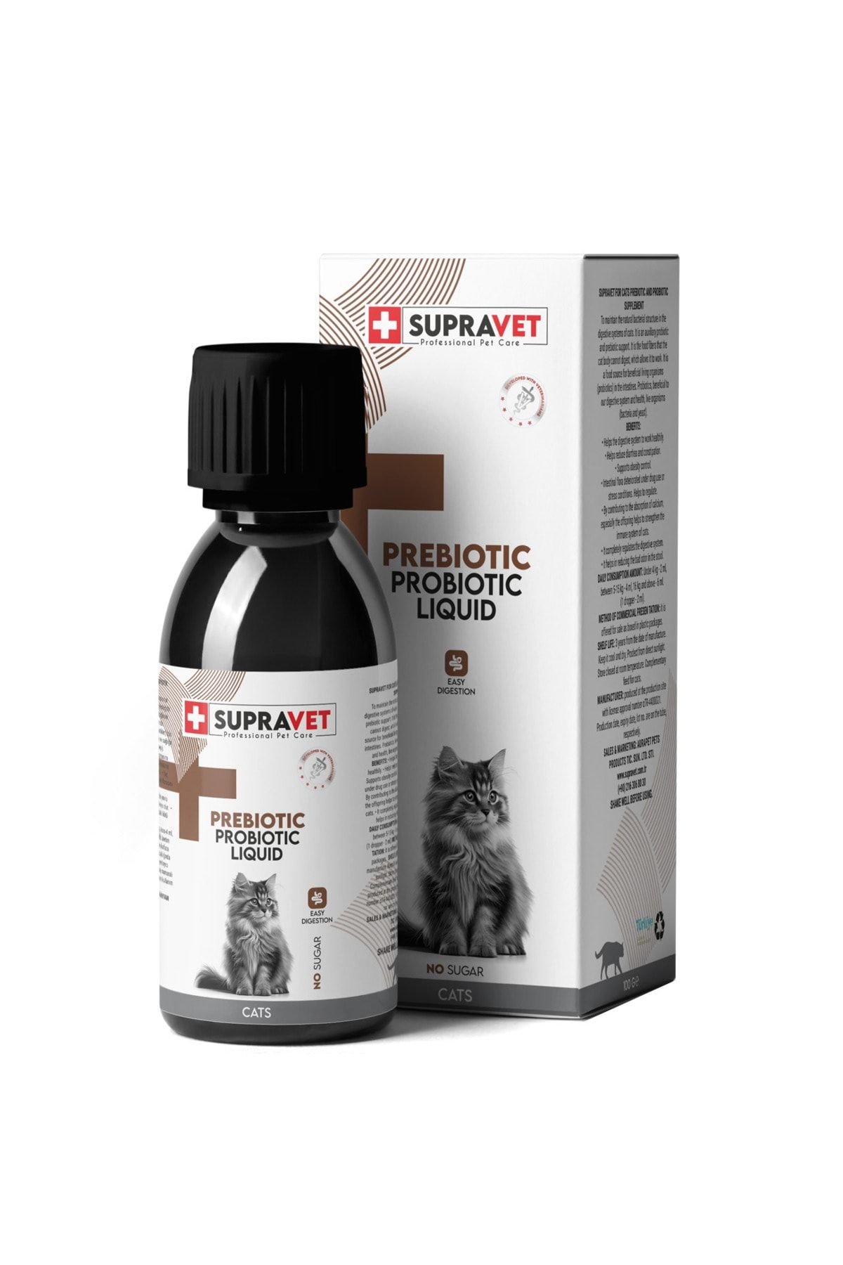 Supravet Probiyotik, Kedi Bağışıklık Güçlendirici Sıvı Probiyotik + Prebiyotik Takviyesi 100 Ml