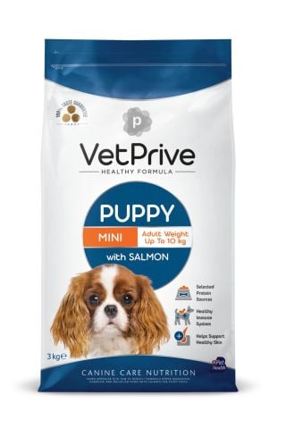 Vet Prive Mini Puppy Salmon Yavru Köpekler için Somonlu Mama 3 Kg