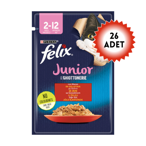 Felix 26'li Pouch Sığır Etli Yavru Kedi Maması 85gr x 26 Adet